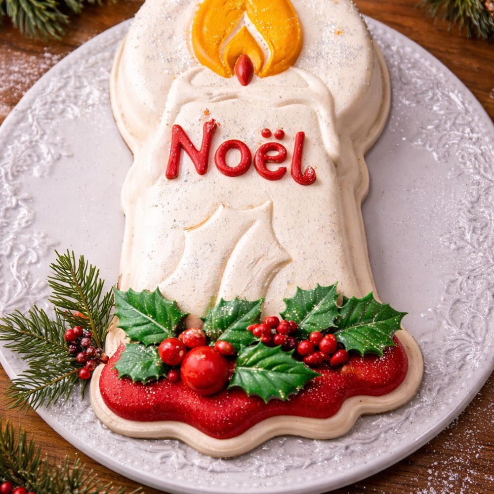Vintage 1981 Wilton Aluminum 16.5" Tall Noel Christmas Candle Cake Pan 502-3304